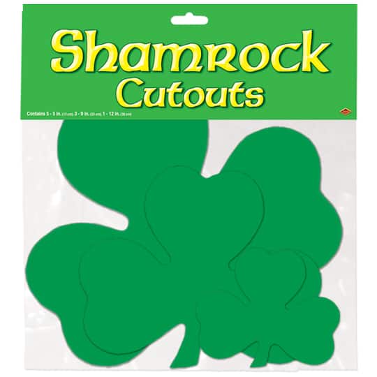 Beistle Printed Shamrock Cutouts, 2 Packs of 9